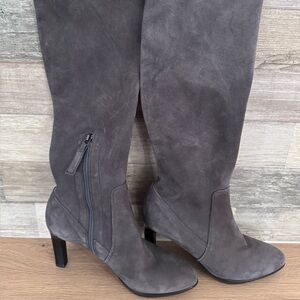 Chic Gray Women's Heeled Boots